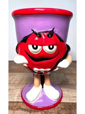 Red M&Ms Character Ceramic Collectors Cup Purple & Red 6" Tall